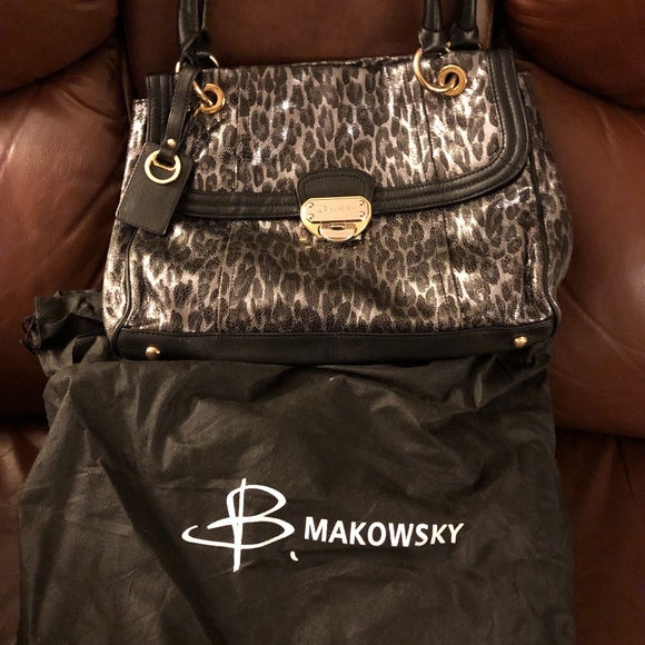 b. makowsky Handbags - b. makowsky black leopard print